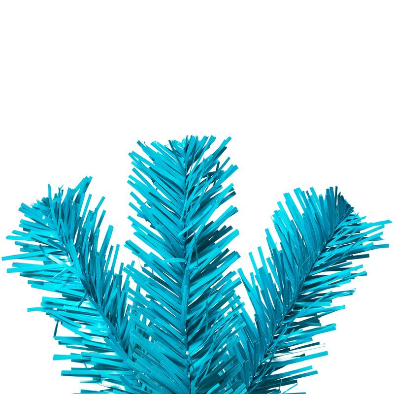 Pre-Lit Medium Artificial Pine Christmas Tree - 4' - Turquoise - Clear Lights - 4 Foot