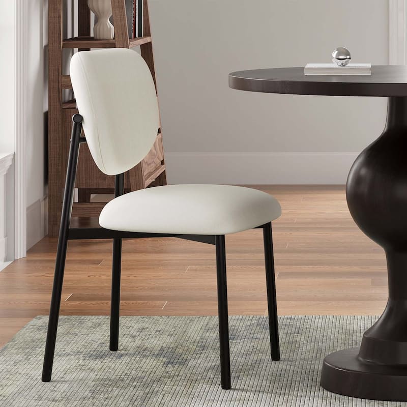 Upholstered Dining Chairs With Metal Legs (Set of 2) - Beige