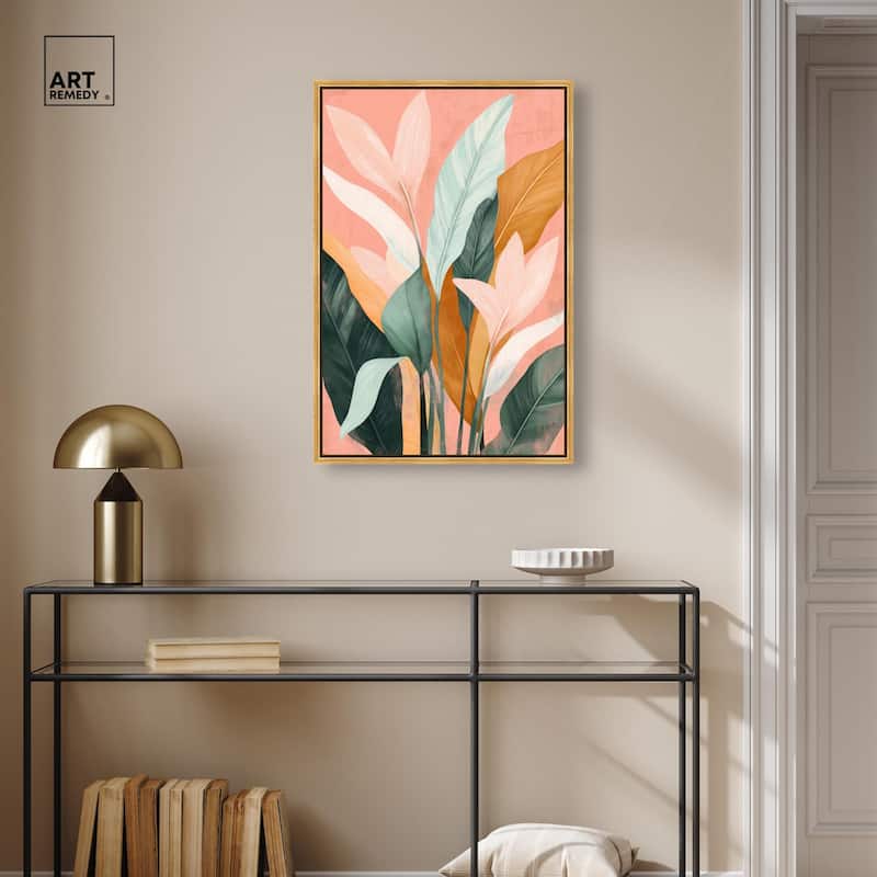 Peach and Palm Canvas by Art Remedy