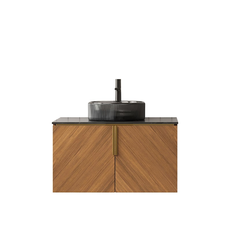 Wall-Mounted Bathroom Vanity with Sink - Black,Espresso