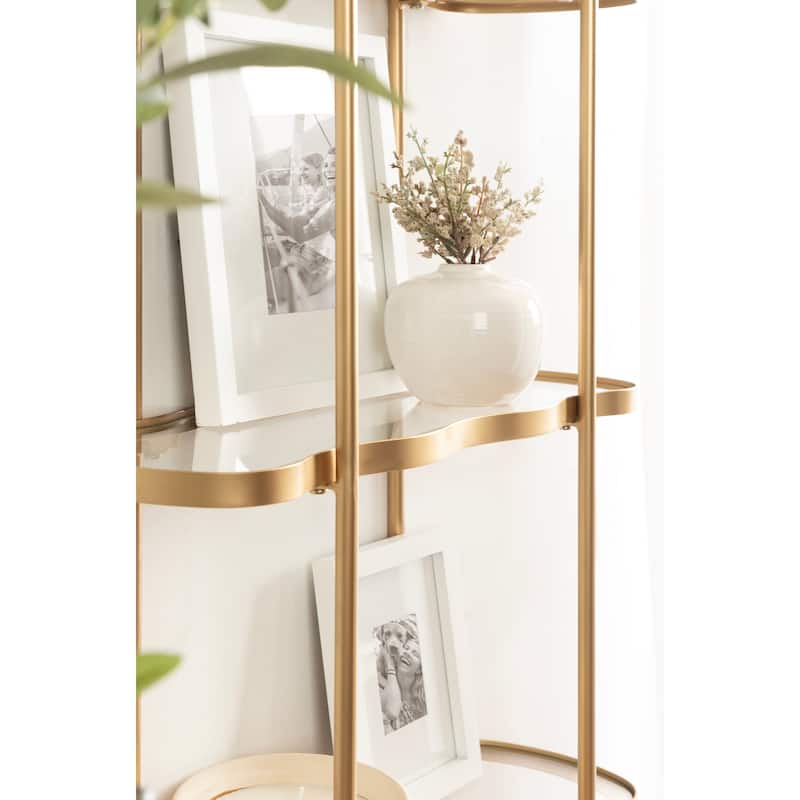 Kate and Laurel Curventi Tiered Wall Shelf Glass and Metal - 21x8x28