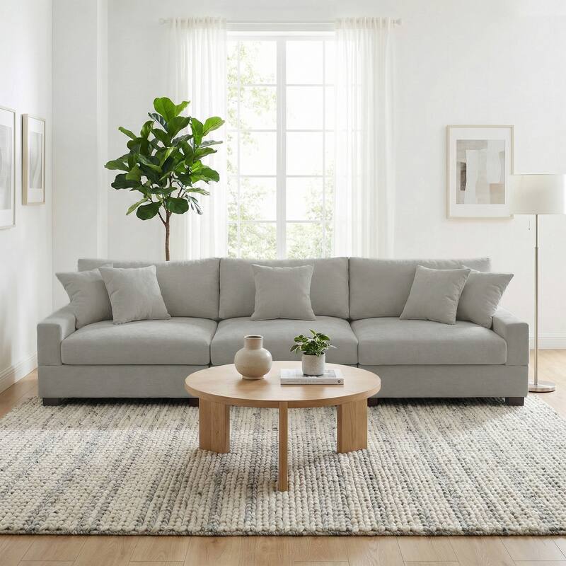Oversized Chenille Modular Sectional Sofa With Deep Seat