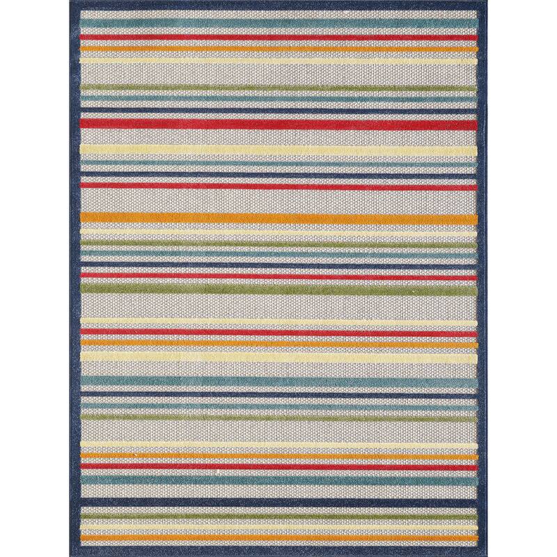 Domani Napa Summer Stripe Indoor/ Outdoor Rug - 6'7" x 9' - Summer