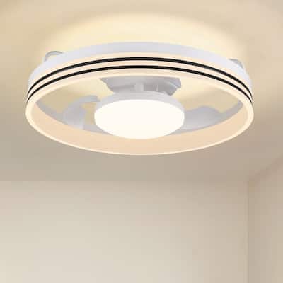 20 in Smart Bladeless Dimmable Flush Mount Ceiling Fans with Remote and Lights - 19.7''-2 Lights