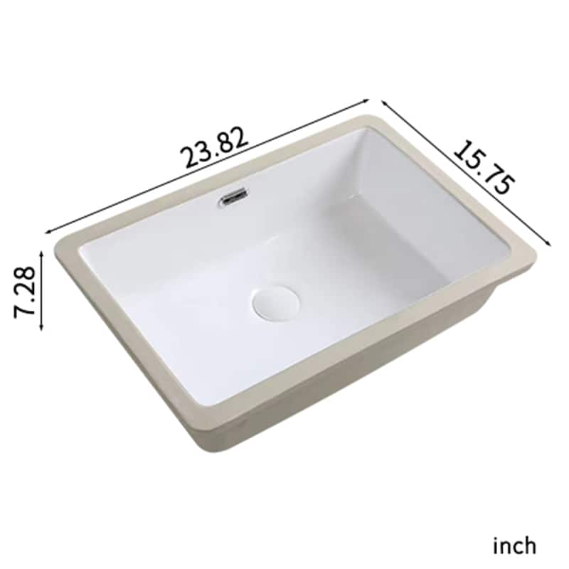 Undermount Bathroom Ceramic Sink without Bottom Grid,Strainer Drain