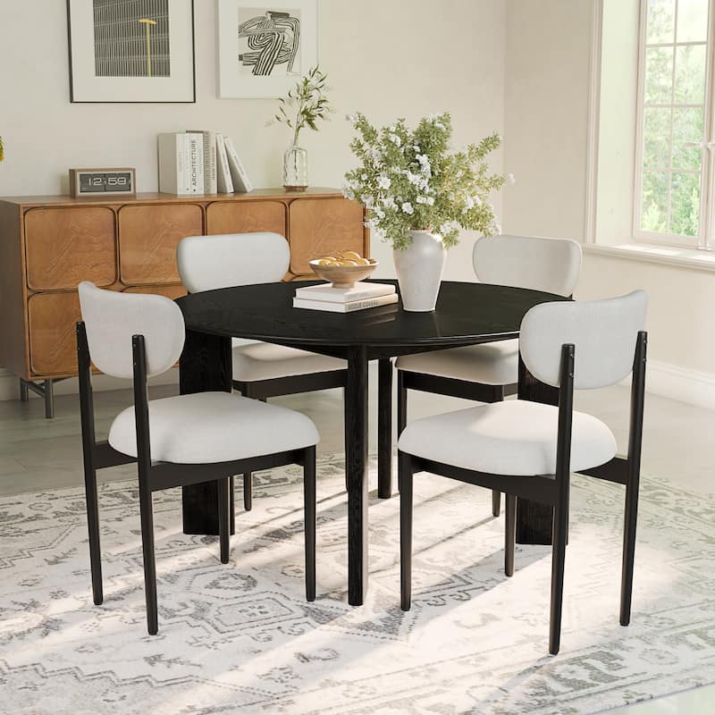 Modern Upholstered Dining Chair with Solid Wood Legs Side Chair for Kitchen Dining Room Living Room (Set of 2)
