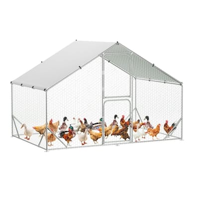Large Metal Chicken Coop, Chicken Coop Run with Cover