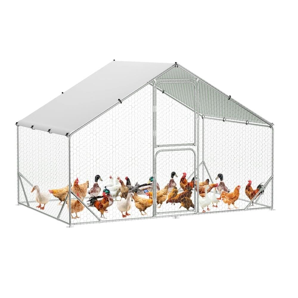 Large Metal Chicken Coop, Chicken Coop Run with Cover