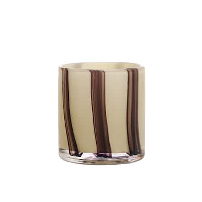 Glass Candle Holder with Stripes