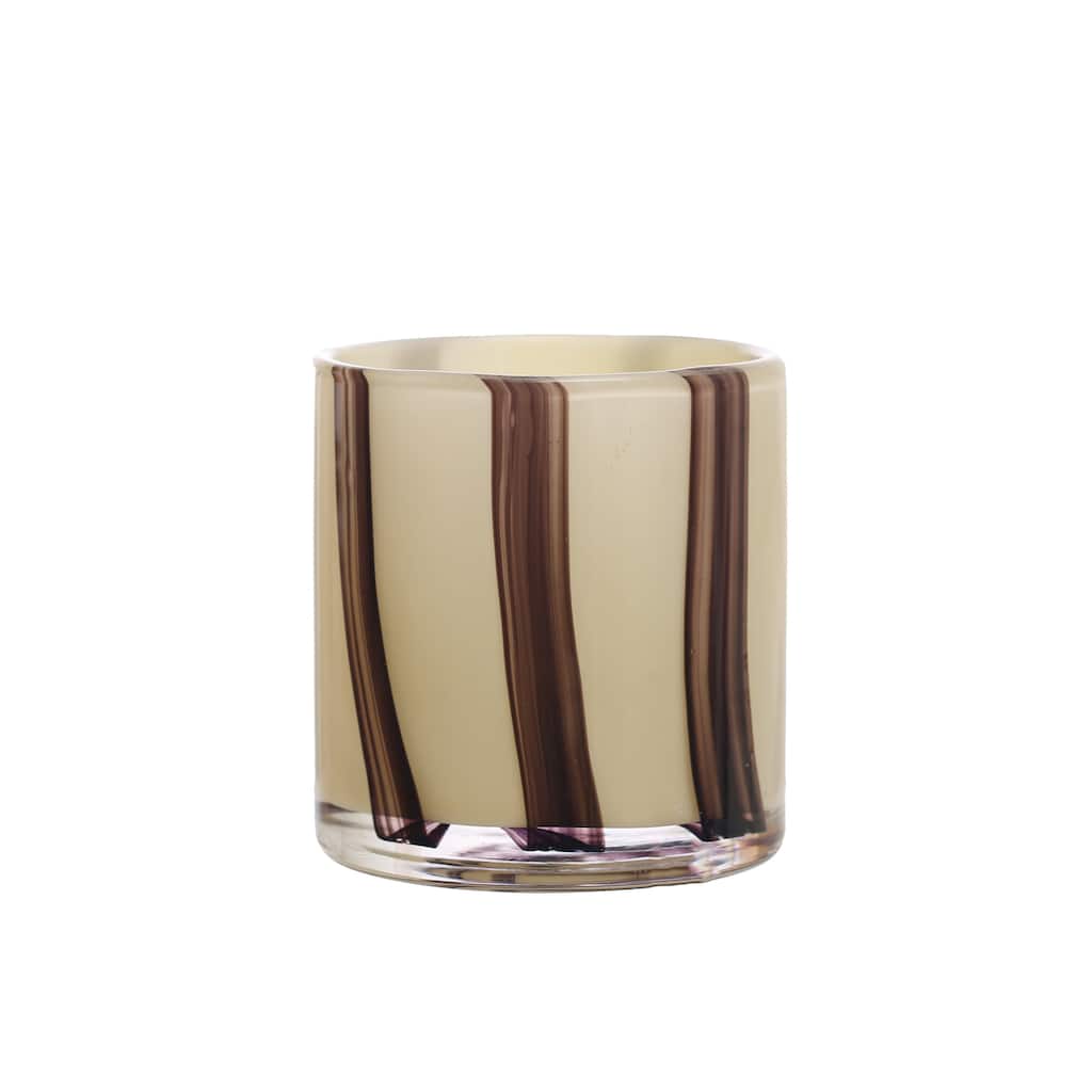 Glass Candle Holder with Stripes