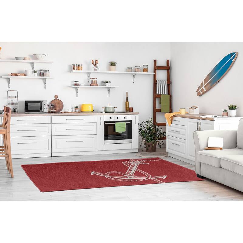 Anchored Nautical Chenille Rug