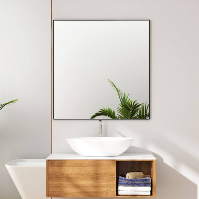 Organnice Rectangular Mirror Modern Black Frame Bathroom Vanity Mirror Clean Glass