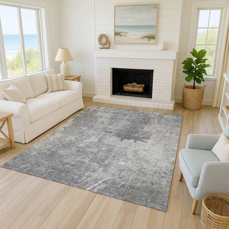 Machine Washable Indoor/ Outdoor Abstract Modern Chantille Rug