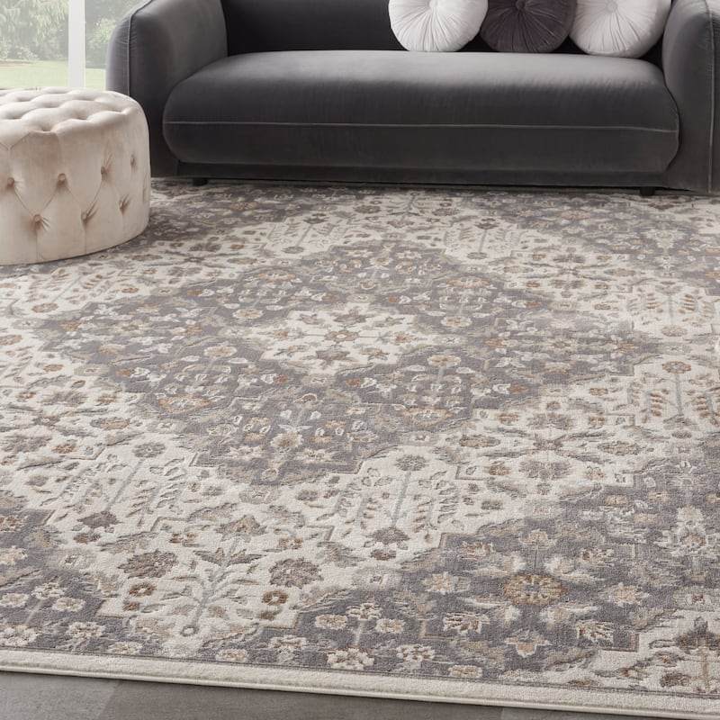 Nourison Elation Persian Medallion Area Rug - 9' x 12' - Ivory Grey - Rectangle