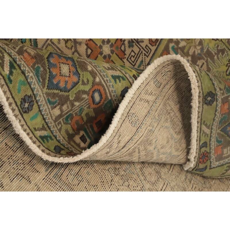 Hand Knotted Oriental 100% Wool Carpet Traditional Floral Beige & Ivories Tabriz Area Rug - 9' 4'' X 6' 4''