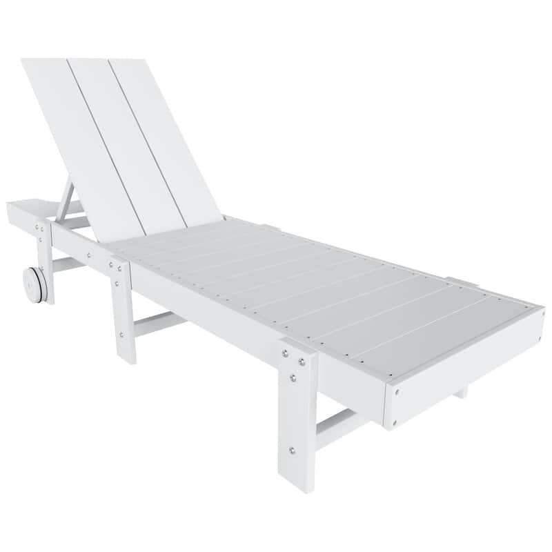 Shoreside Modern Poly Eco-Friendly All Weather Reclining Chaise Lounge With Wheels
