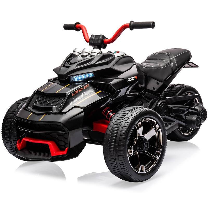 3 Wheeler Electric Vehicle 12v Kids Ride on ATV Car for Kids 3-8 Best Gift - Black