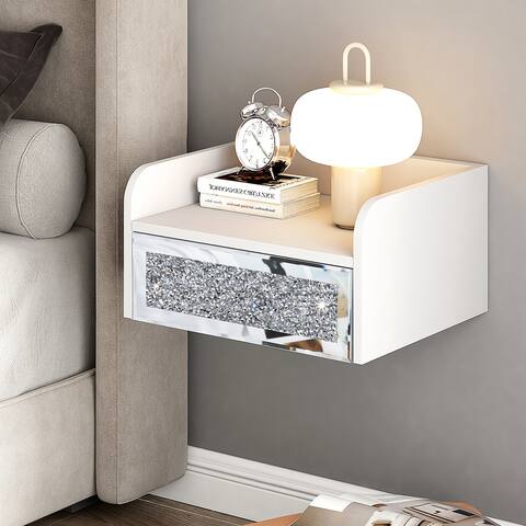 Wall Mount 1-Drawer Nightstand Floating Shelf
