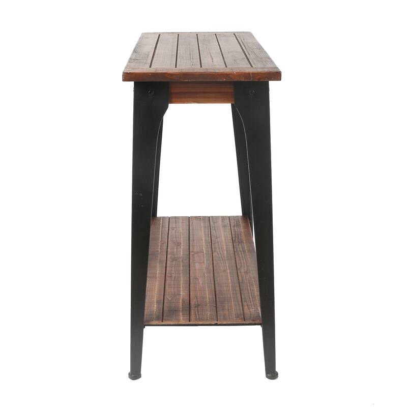 Dark Brown Wood and Black Metal 1-Shelf Console and Entry Table - 40" Wide