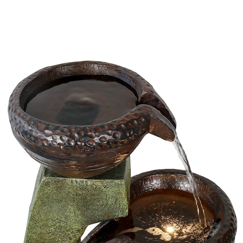 40" H Outdoor Modern Fountain Floor Waterfall Feature for Patio