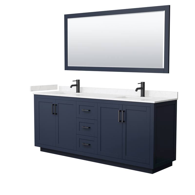 Miranda Double Vanity Set, Cultured Marble Top, 70-Inch Mirror