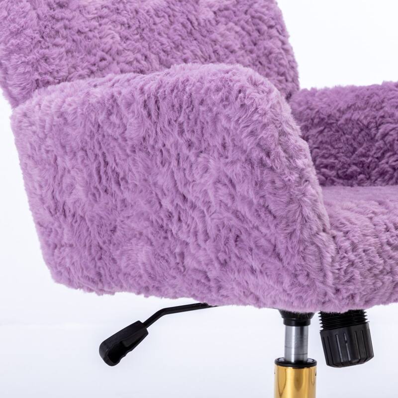 GDF Studio - Modern Upholstered Swivel Home Office Chair with Golden Metal Base and Artificial Rabbit Hair Comfort