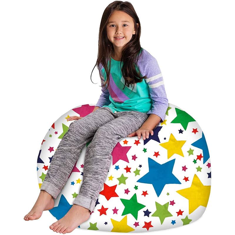 Kids Bean Bag Chair Cover Stuffed Animal Storage or Toy Organizer