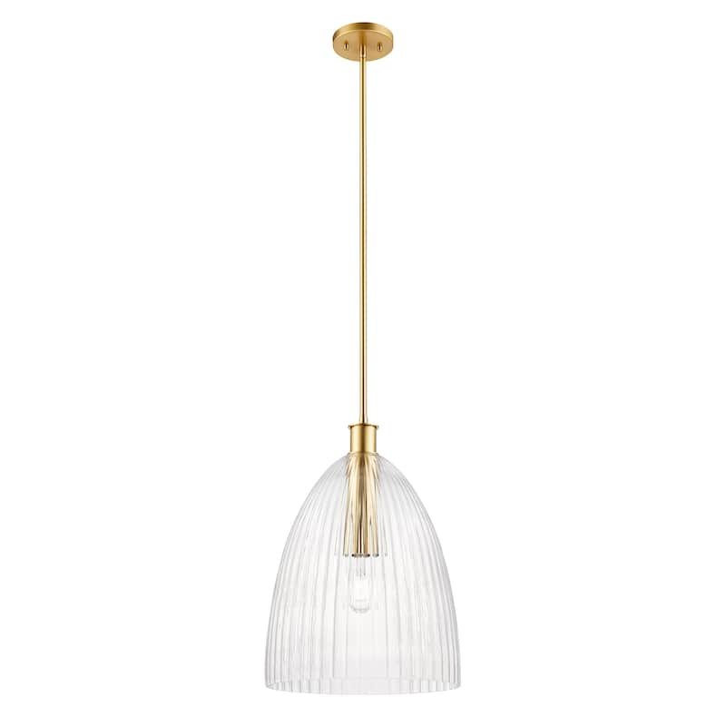 Bellevue SHP40099 14" Wide Pendant with Clear Pleated Glass Shade