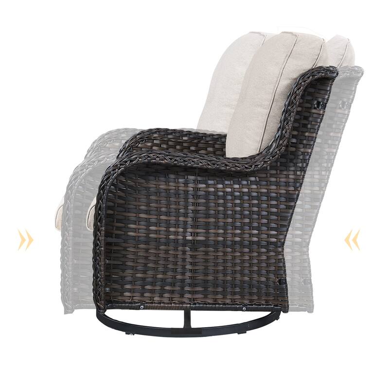 ArcoBay Wicker PE Rattan Outdoor Patio Swivel Glider Chairs with 4'' Olefin Cushions (2-Pack)