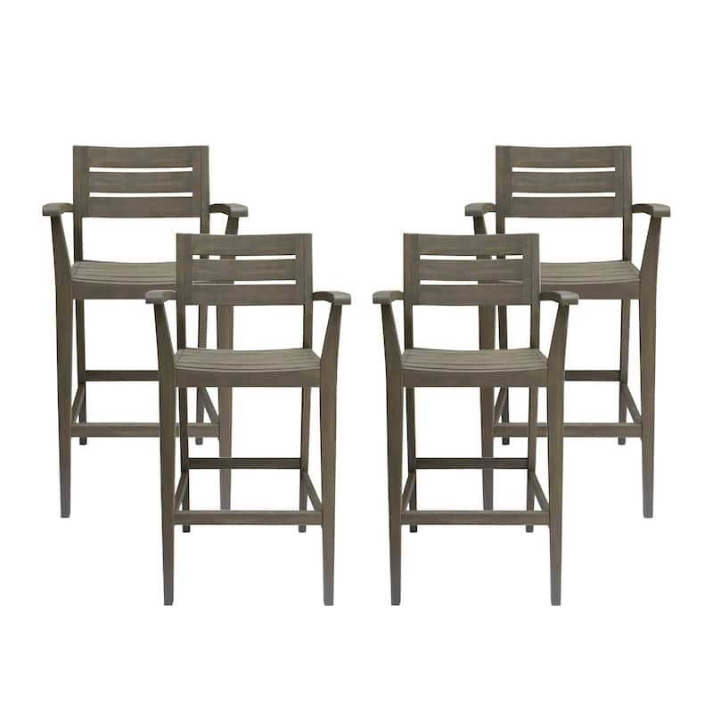 Stamford Outdoor Acacia Barstool (Set of 4) by Christopher Knight Home