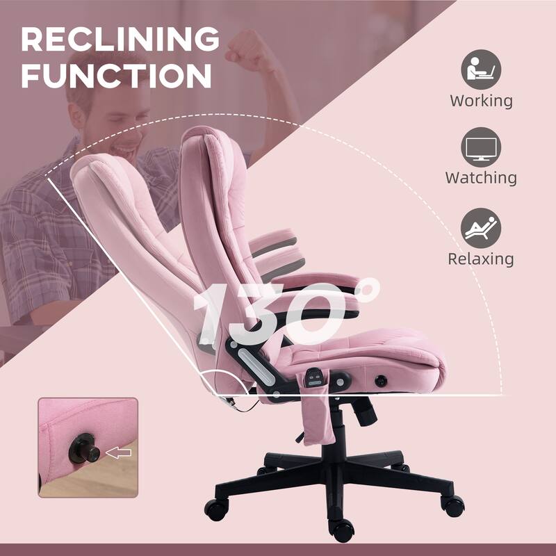 Height Adjustable Massage Office Chair with Lumbar Heating and 6 Vibration Points Swivel Wheels - 25.5"W x 28"D x 43.25"-47.25"H