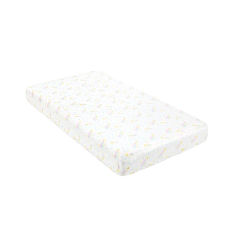 Lush Decor Baby Sunshine Rainbow Shooting Stars Soft & Plush Fitted Crib Sheet - 52"x 28" x 9"