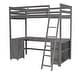 preview thumbnail 14 of 15, Antique Brown Twin Size Solid Wood Loft Bed with Desk, Blackboard, and Storage