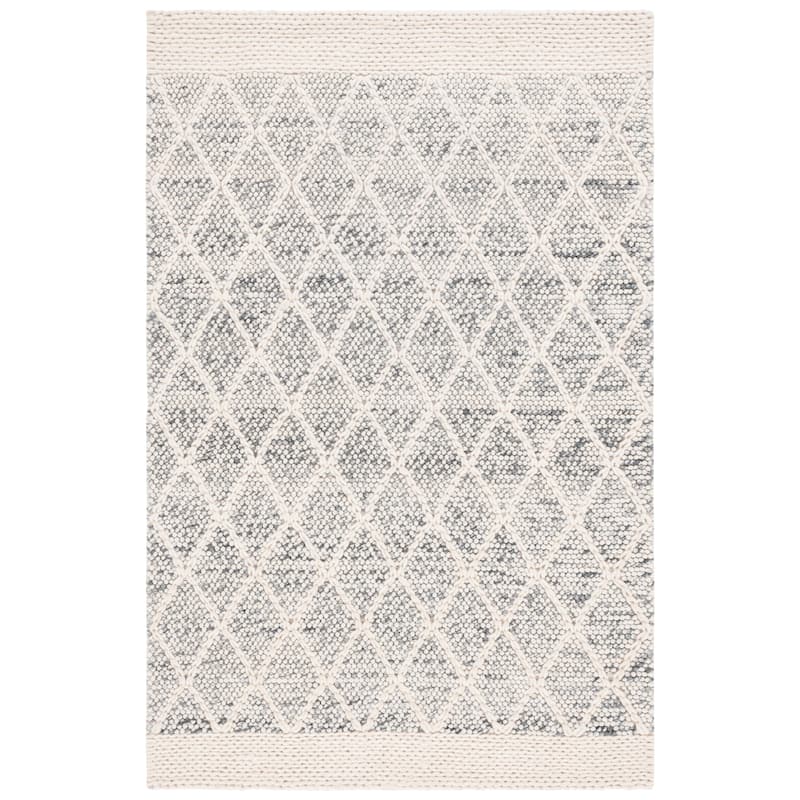 SAFAVIEH Handmade Natura Nigara Farmhouse Trellis Wool Rug - 5' x 8' - Grey/Ivory