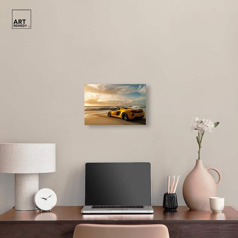 Beach Sports Car Canvas by Art Remedy, Gallery Wrapped