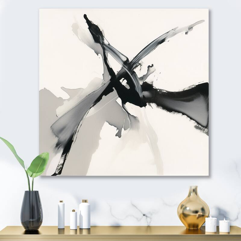 Designart "Abstract Neutral VI" Abstract Shapes Metal Large Print
