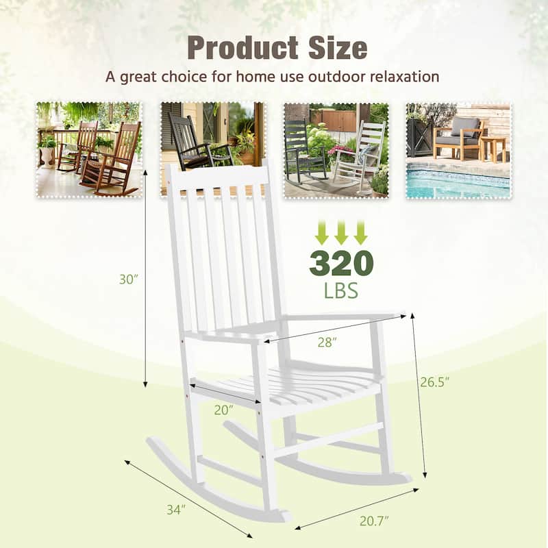 Furniwell Patio Acacia Wood Ergonomic Single Rocking Chair for All-Weather Use