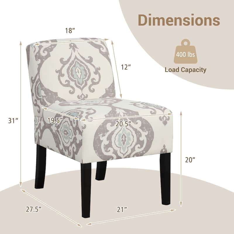 Gymax 2PCS Armless Accent Chair w/ Rubber Wood Legs Modern Vanity