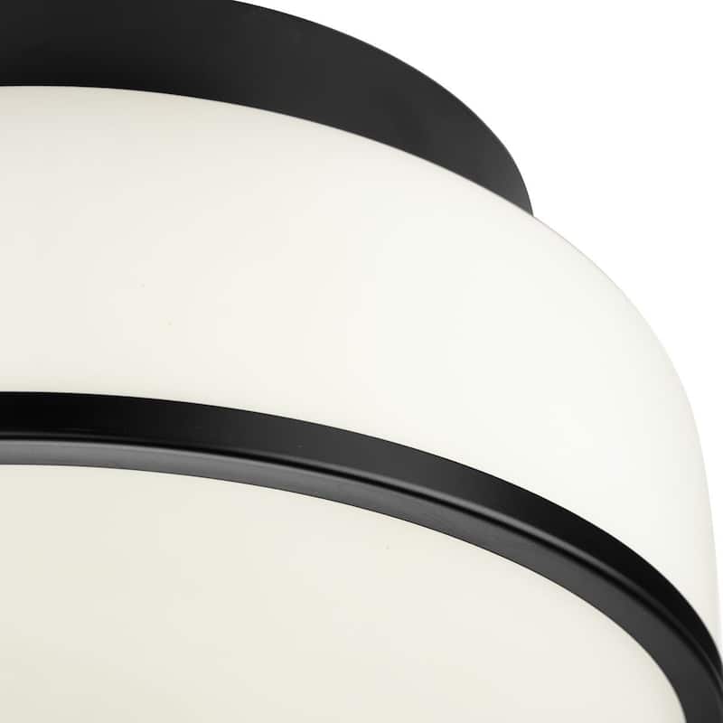Parkhurst Collection Two-Light Matte Black New Traditional 11-1 4" Flush Mount Light - 11.25 in x 11.25 in x 5.12 in