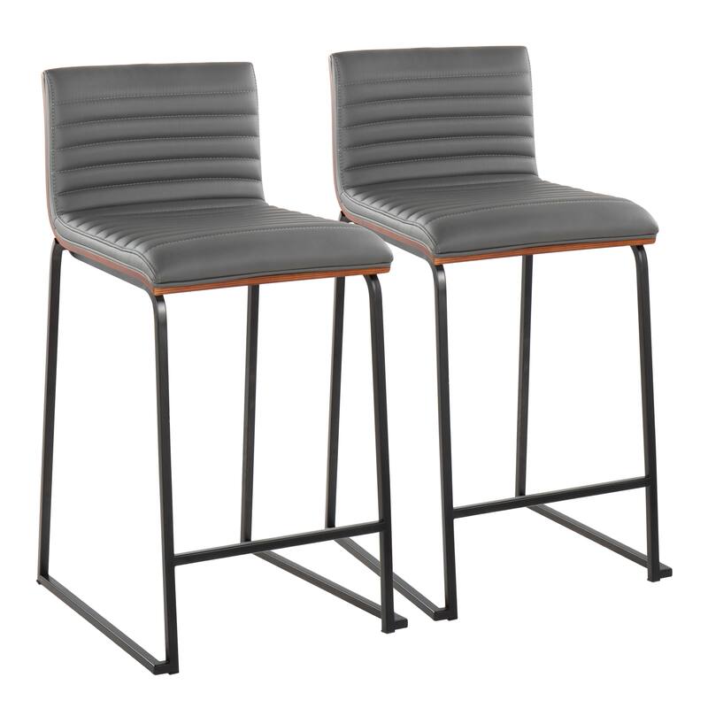 Silver Orchid Magda 26" Fixed-Height Upholstered Counter Stool (Set of 2)