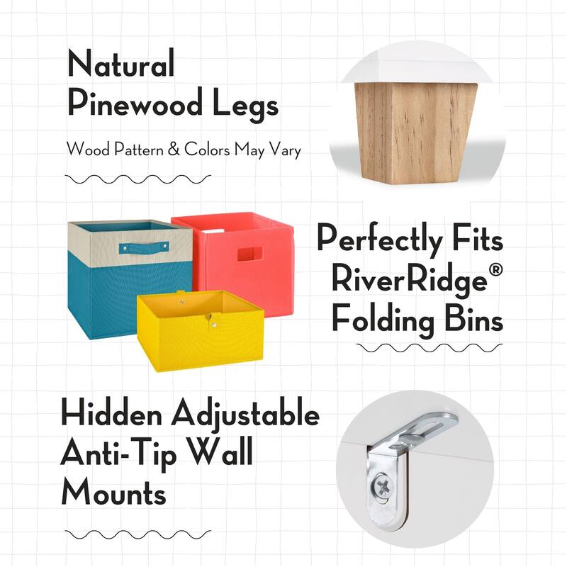 RiverRidge Kids 23in Playroom Bookshelf with Veggie Bin Organizer and 2 Open Toy Storage Shelves - with Optional Bins - White No Bins