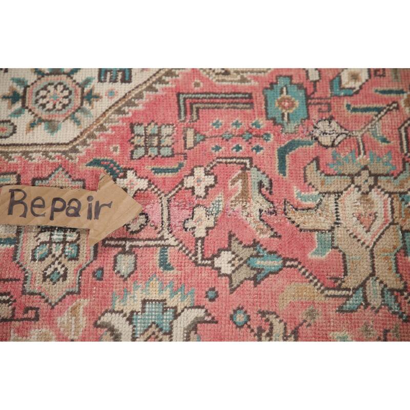 Hand Knotted Oriental 100% Wool Carpet Traditional Medallion Pink Tabriz Area Rug - 12' 4'' X 9' 5''