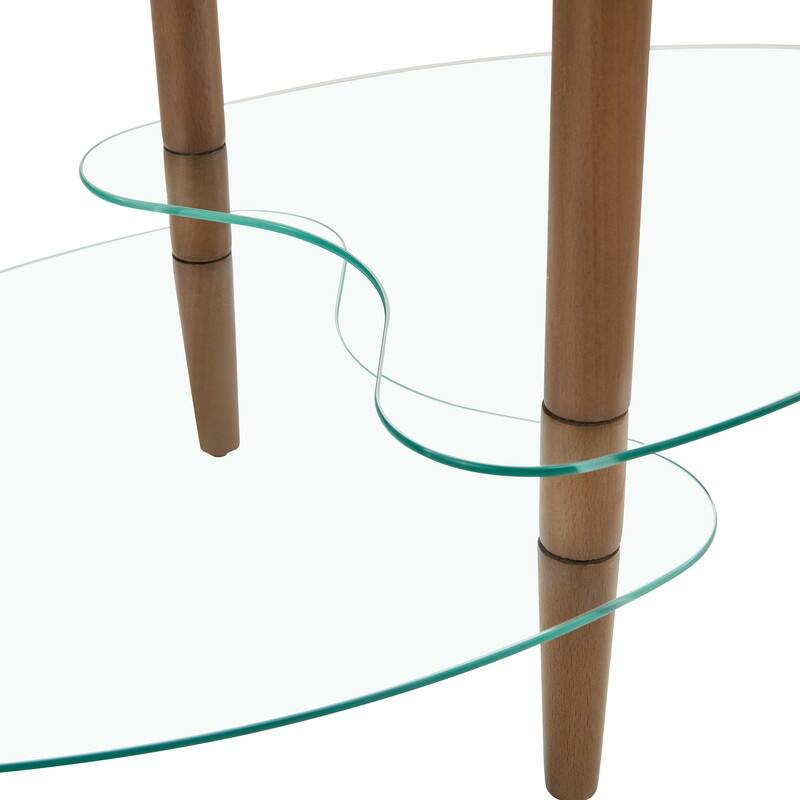 Modern 3-Tier Oval Glass Coffee Table