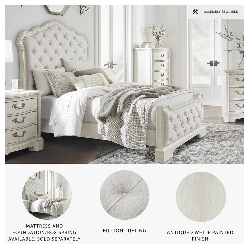 Signature Design by Ashley Arlendyne Antique White/Beige Upholstered Panel Bed