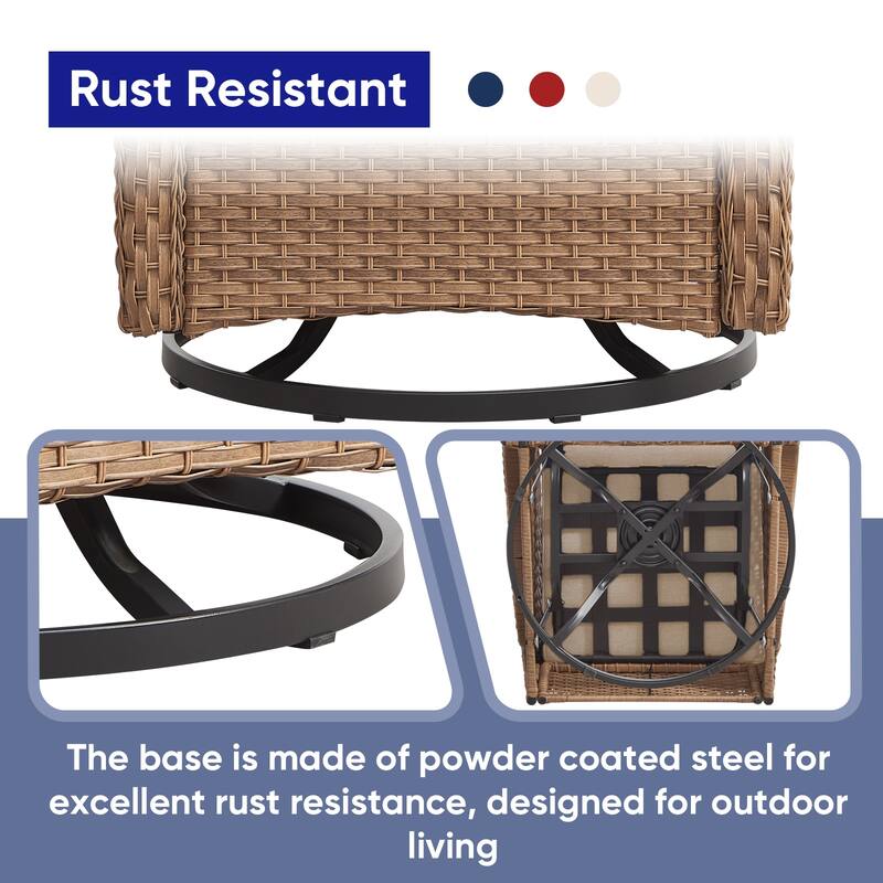 ArcoBay Wicker PE Rattan Outdoor Patio Swivel Glider Chairs with 4'' Olefin Cushions (2-Pack)