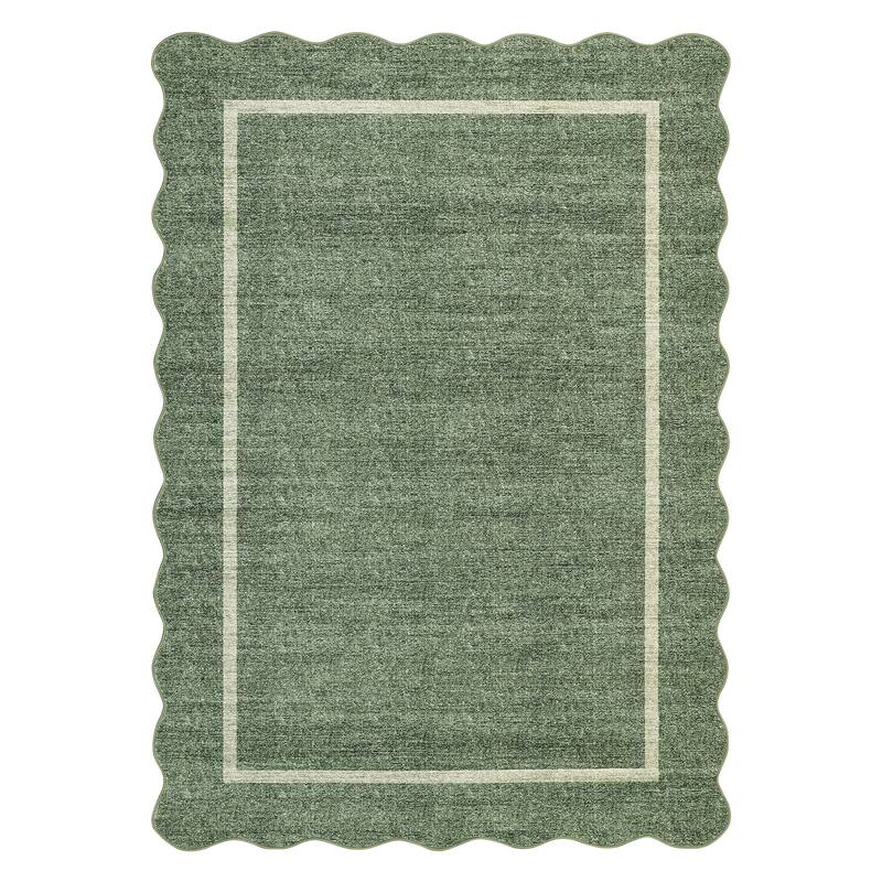 Garvee Scallop Solid Washable Area Rug
