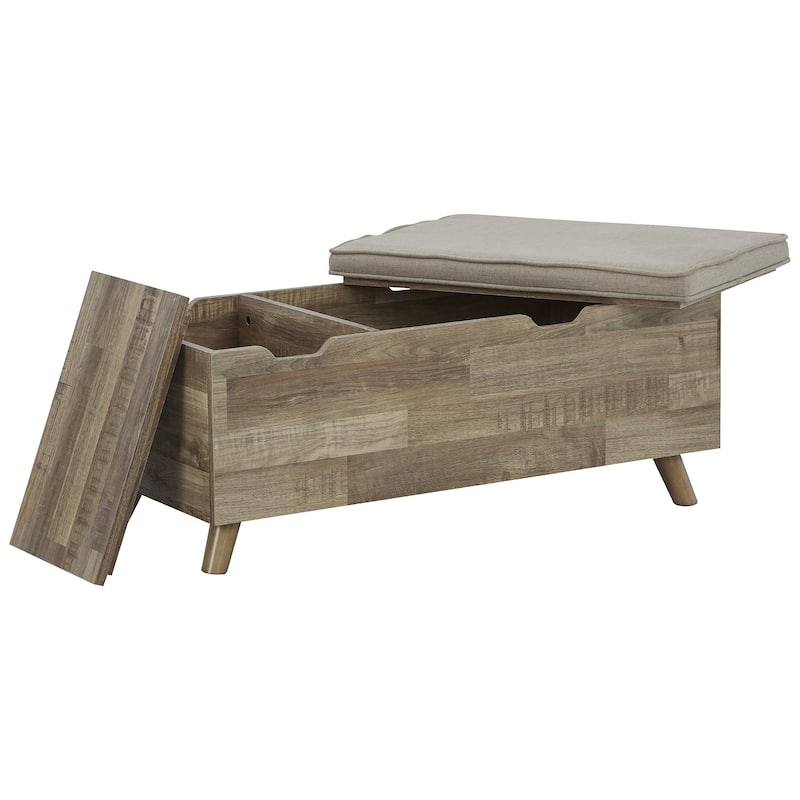 Gerdanet Beige/Brown Storage Bench - 38"W x 18"D x 16"H