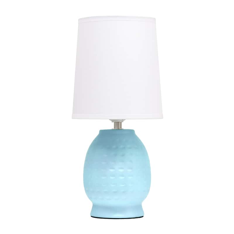 Ceramic Table Lamp with Fabric Shade for Small Spaces - 6 x 6 x 13 in. (L x W x H) - Baby Blue
