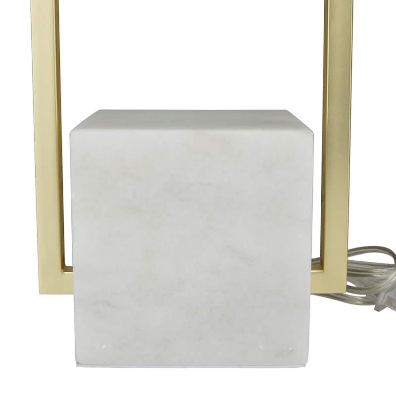 CosmoLiving by Cosmopolitan Gold Marble Geometric Table Lamp with Square Shade - White/Silver or White/Gold