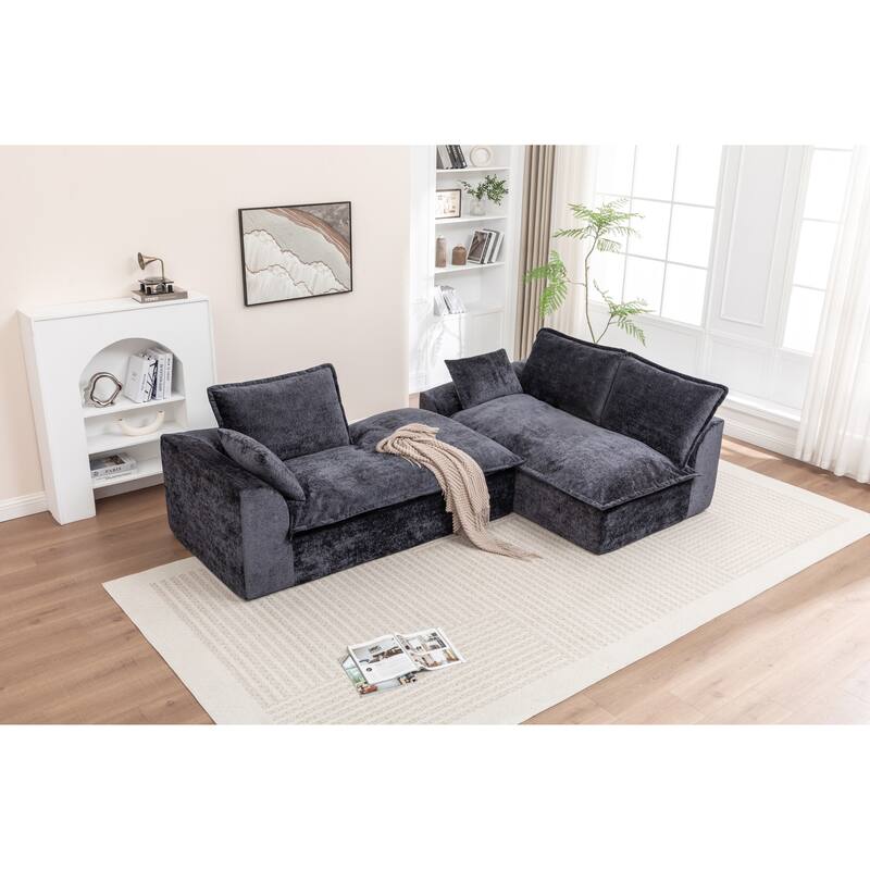 103" L-Shaped Cloud Sectional Sofa with Chaise, Upholstered Boneless Couches for Living Room, Modern Modular Chenille Sofa